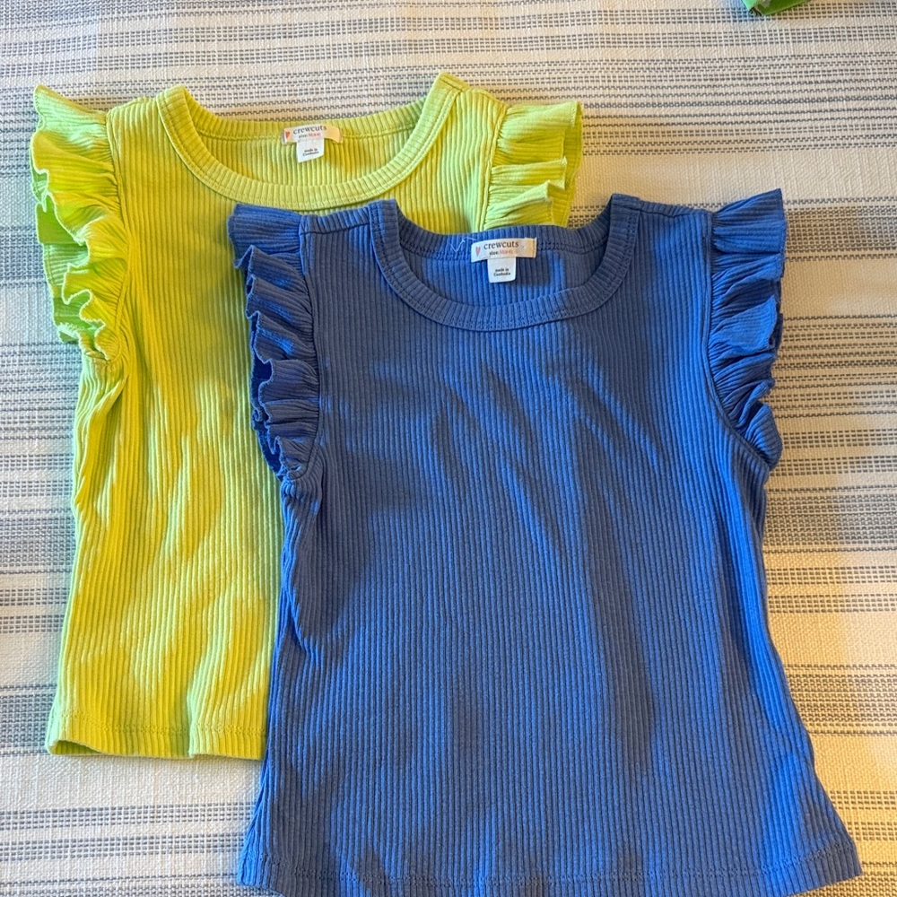 J. Crew Ruffle Sleeve Tees - Blue and Yellow